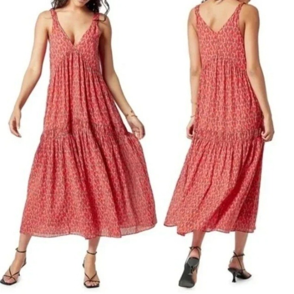 JOIE Floral V Neck Cotton Bondi Tiered‎ Sleeveless Boho Midi Dress XXL
